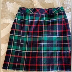 Talbots NWT Size 4 Tartan Skirt Plaid Wool Blend Holiday Green 32” X 20” Long